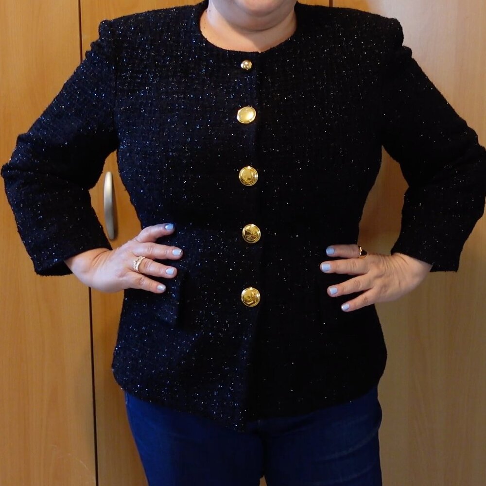 NINA RICCI LAMBSWOOL BLACK BLAZER WOMEN SIZE 44